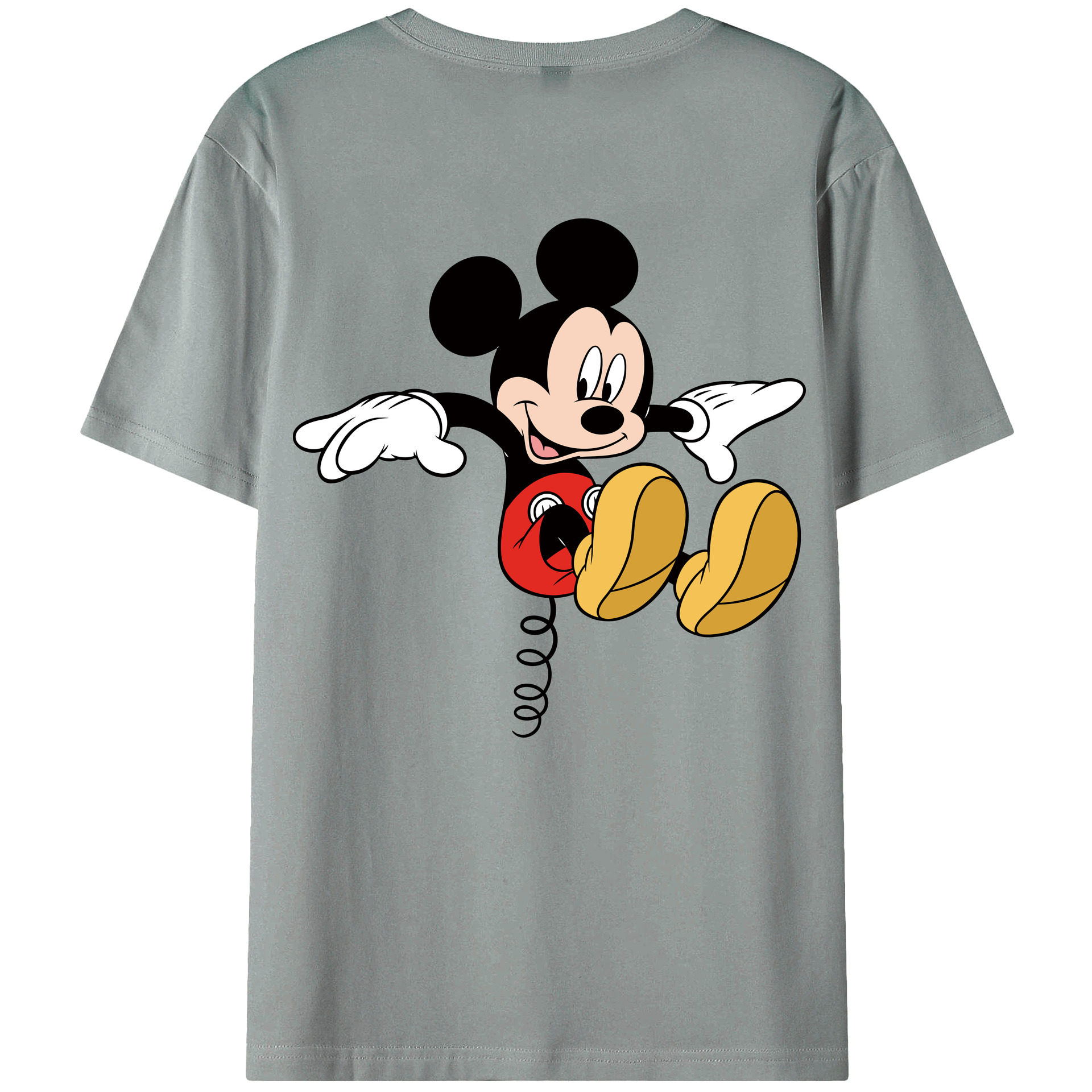 ミッキーマウス Mickey Mouse 綿100％ メンズ半袖Tシャツ（バックプリント） 通気性